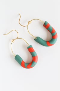 Image 3 of Green and red clay oval earrings