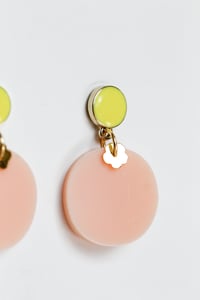 Image 3 of Peach Dangly round acrylic earrings