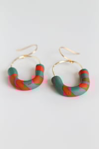 Image 4 of Green and red clay oval earrings