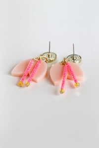Image 5 of Dangly peach flowers with pistils earrings