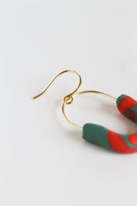 Image 5 of Green and red clay oval earrings