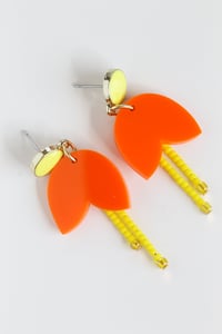 Image 5 of Dangly orange flowers with pistils earrings