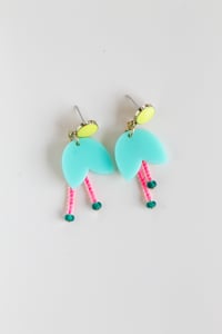 Image 5 of Dangly turquoise flowers with pistils earrings