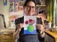 Image 5 of Original acrylic painting on paper, 6x9"- Flower Bouquet 1, unframed