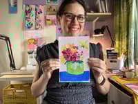 Image 5 of Original acrylic painting on paper, 6x9"- Flower Bouquet 4, unframed