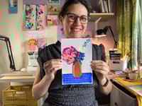 Image 5 of Original acrylic painting on paper, 6x9"- Flower Bouquet 2, unframed