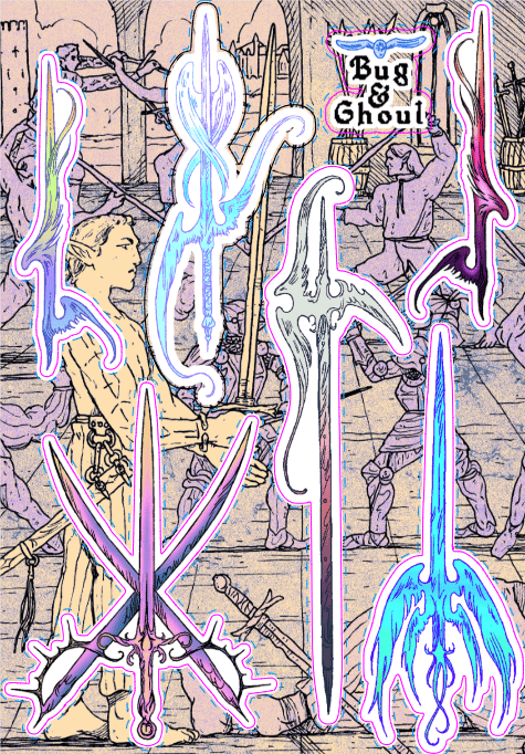 Image of Angelic weapons sticker sheet
