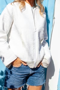 Image 1 of Qulited Bomber White