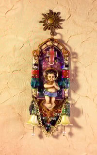 Image 2 of "Lord Immanuel" Earrings or Ornaments Baby with Stained Glass Windows and Jewels.