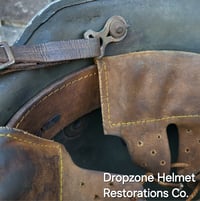 Image 11 of Replica WWI German M-1916 Helmet and Leather Liner. Camouflage pattern & Machine Gun Unit. 