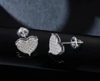 Image 1 of Moissanite Heart Earrings 