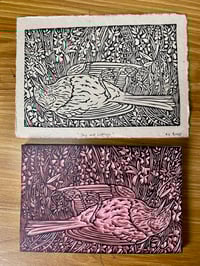 Image 2 of Jay and Lupine Lino Cut Print 