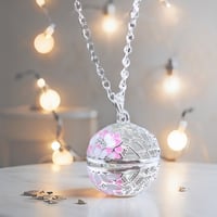 Image 3 of Silver Peony Floral-Inspired Aromatherapy Necklace – Elevate Your Everyday Look