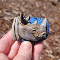 Image 3 of XXL. Female Black Rhino - Flamework Glass Sculpture Bead
