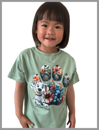 Image 1 of NEW!! Dog Paw Tee - Kids Youth Girls and Boys Green and Blue Dog Pet T-shirt