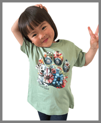 Image 3 of NEW!! Dog Paw Tee - Kids Youth Girls and Boys Green and Blue Dog Pet T-shirt