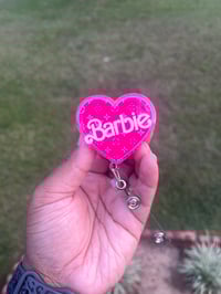 Pink Barbie badge reel