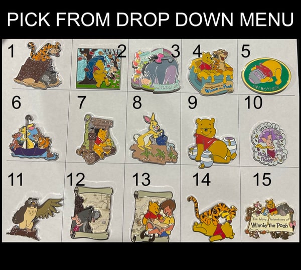 Image of assorted open edition pooh pins