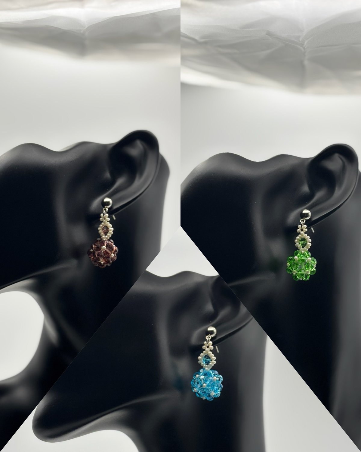 Image of Briolette Crystal Bicone Bead Drop Earrings