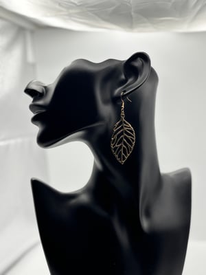 Image of Stainless Steel Leaf Dangle Earrings