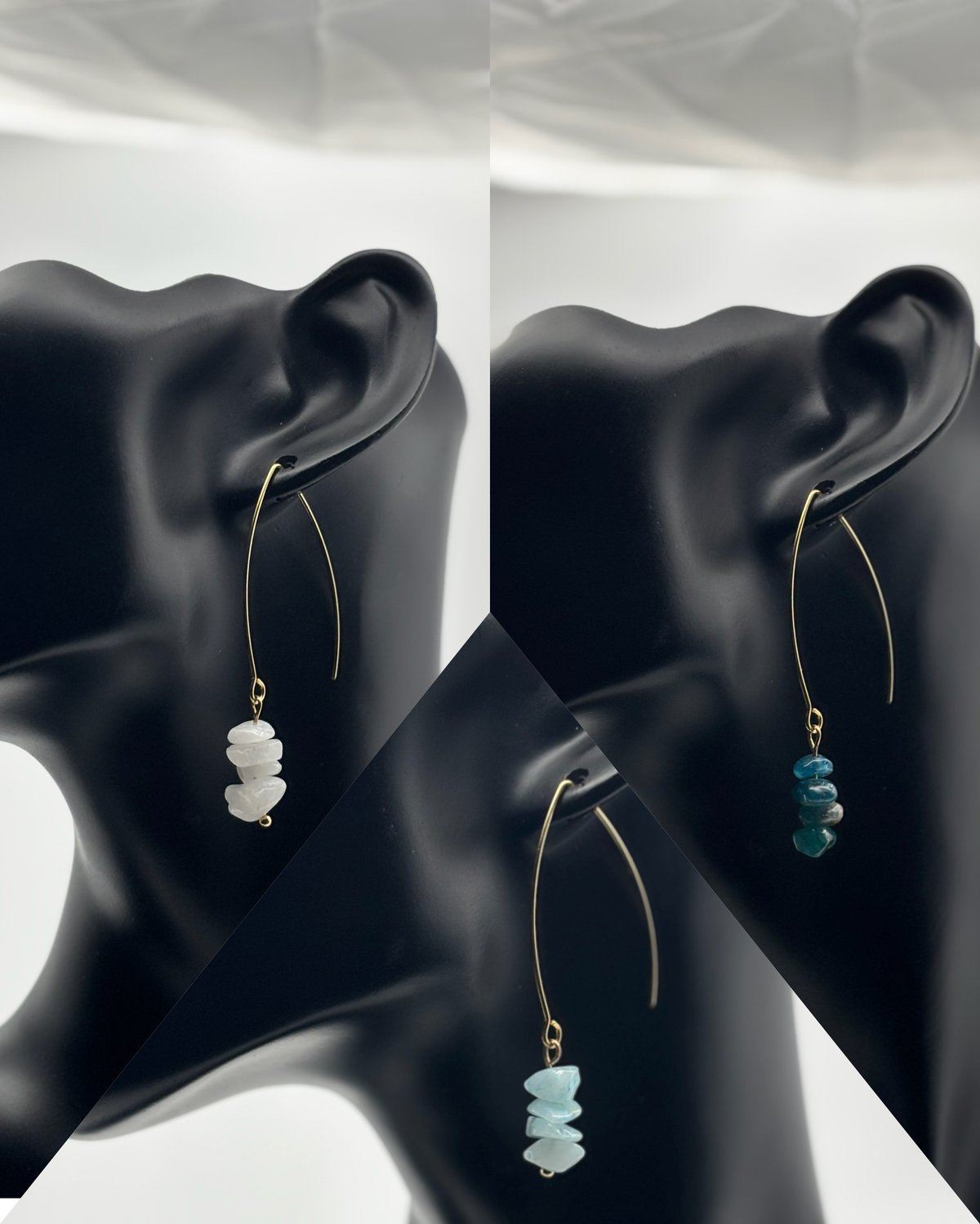 Image of Natural Crystal Stone Chip Bead Earrings