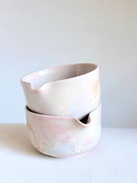 Image 4 of Cherry Blossom Matcha Bowl - White and Pink Marble 1