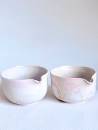 Image 4 of Cherry Blossom Matcha Bowl - White and Pink Marble 5