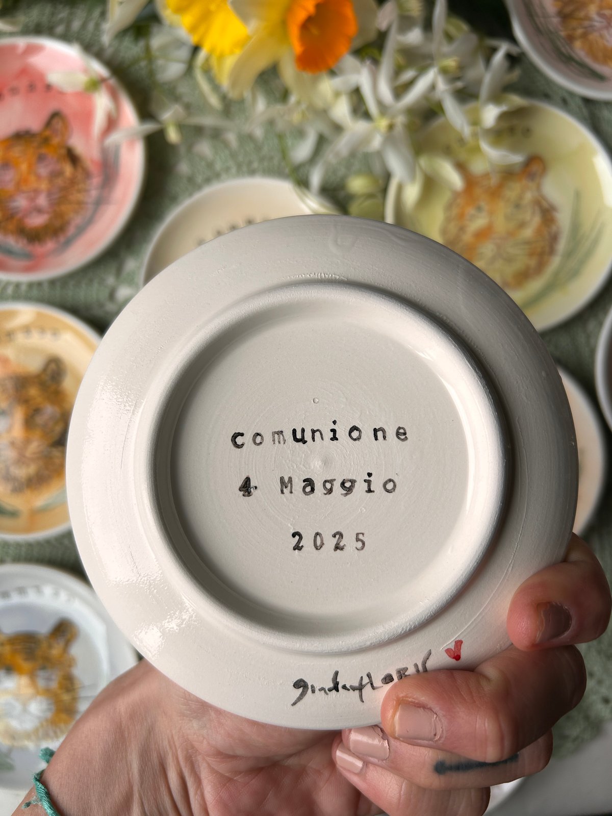 BOMBONIERA PIATTINO CERAMICA PERSONALIZZATO