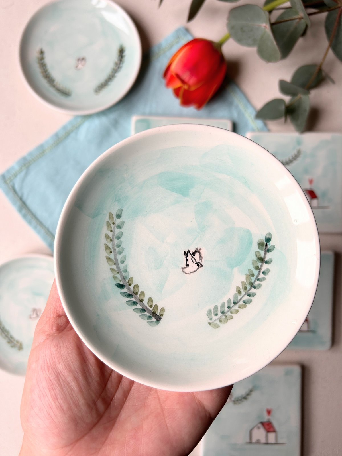 BOMBONIERA PIATTINO CERAMICA PERSONALIZZATO