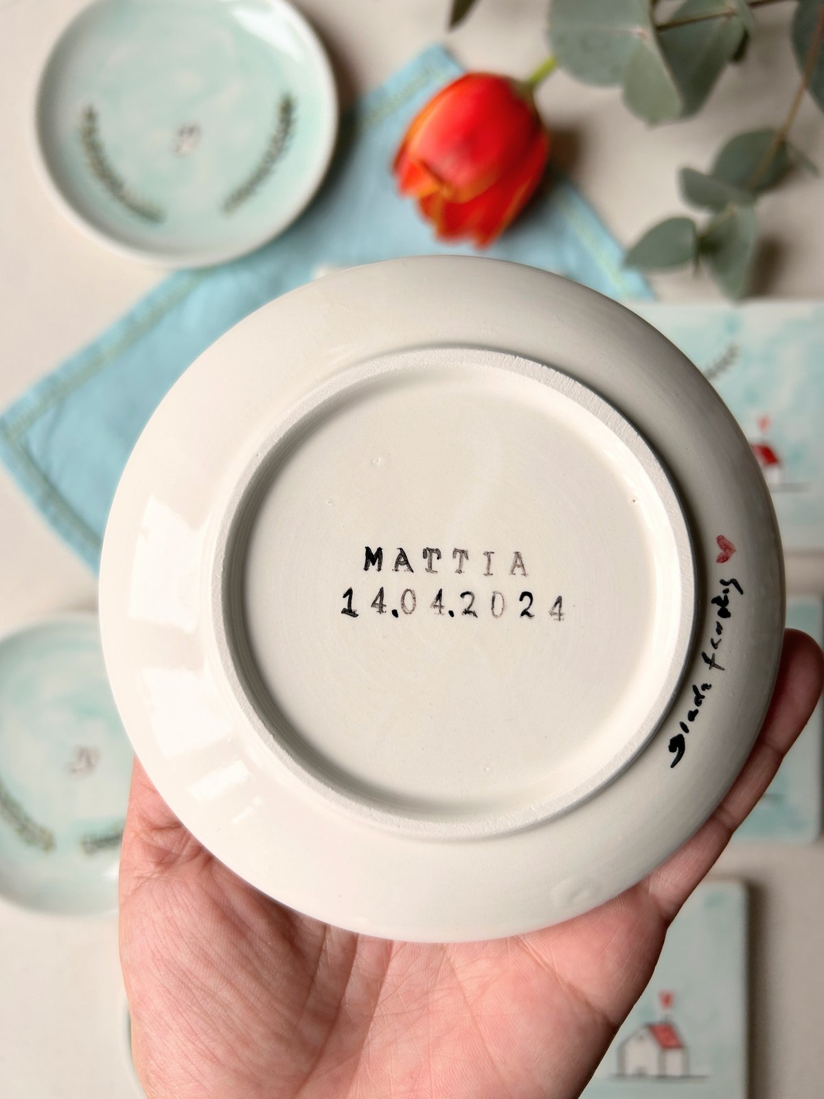 BOMBONIERA PIATTINO CERAMICA PERSONALIZZATO