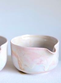 Image 2 of Cherry Blossom Matcha Bowl - White and Pink Marble 5