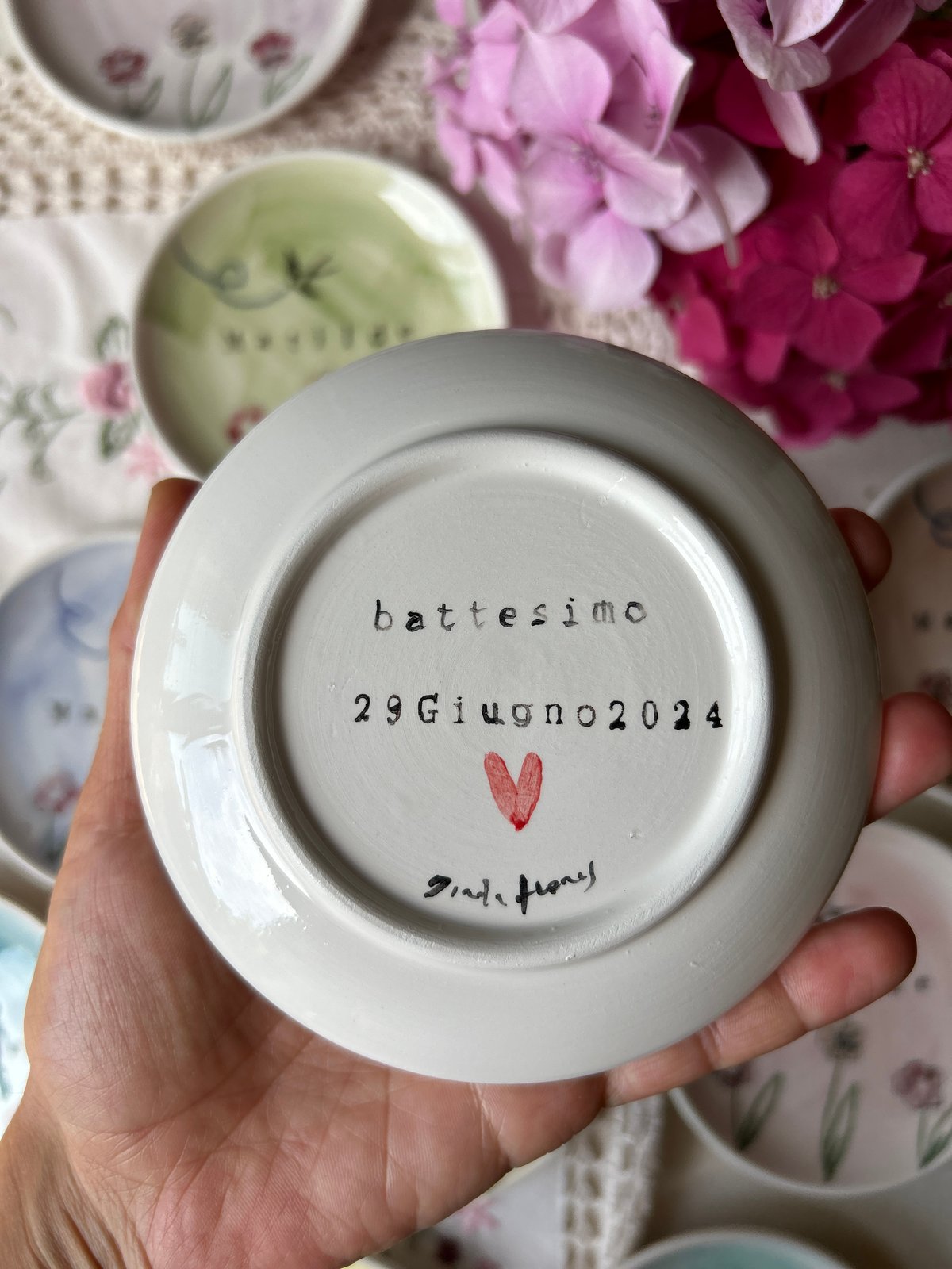 BOMBONIERA PIATTINO CERAMICA PERSONALIZZATO