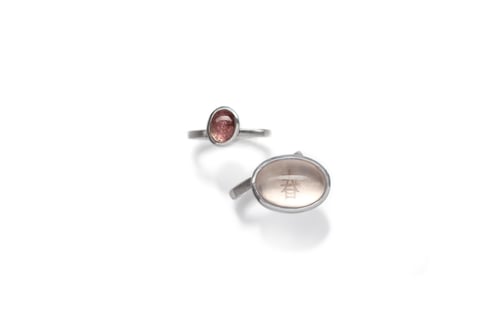 Image of "Spring" silver rings with rose quartz and tourmaline · VER 春 ·