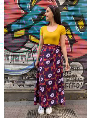Image of Falda pareo extra larga flores azules
