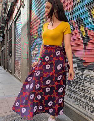 Image of Falda pareo extra larga flores azules