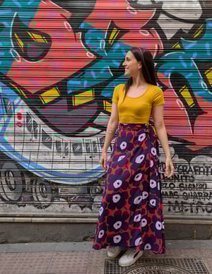Image of Falda pareo extra larga flores azules