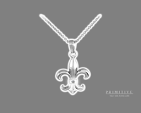 925 Silver Fleur De Lis Diamond Center