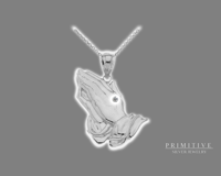 925 Silver Diamond Prayer Hands Pendant