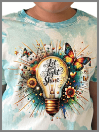 Image 3 of NEW!!! Let Your Light Shine Tee - Kids Youth Girls and Boys Blue White Tiedye Inspirational T-shirt 