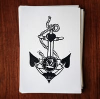 A5 Anchor & Rose Linocut Print