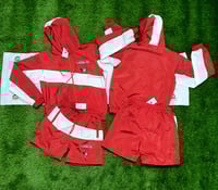 Image 1 of Red Loyalty over Love windbreaker short sets