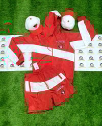Image 2 of Red Loyalty over Love windbreaker short sets