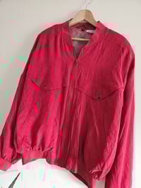 Image 2 of PRISSY VINTAGE C&A Oversized Red 100% silk bomber jacket 