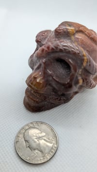 Image 2 of Mookaite Jasper crystal skull with snake