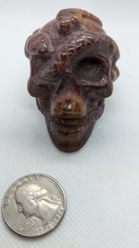 Image 3 of Mookaite Jasper crystal skull with snake