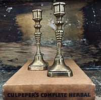 Image 1 of Vintage Miniature Pair of Brass Candle Sticks
