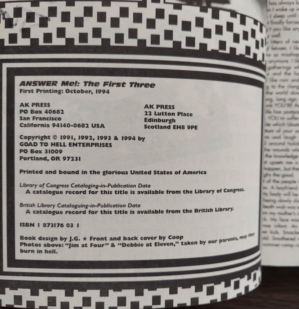 Answer Me! The First Three, by Jim Goad - SIGNED