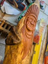 Image of Native American on Driftwood