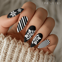 Image 1 of BLACK SNOWFLAKE HOLIDAY NAIL DECALS 