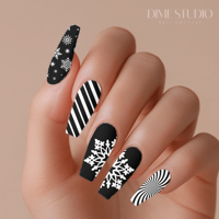 Image 2 of BLACK SNOWFLAKE HOLIDAY NAIL DECALS 